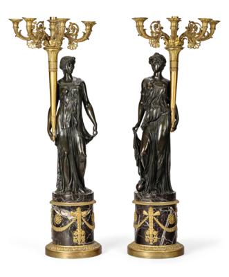 Pierre-Philippe Thomire - Paar sechsflammige Kandelaber, - Möbel; Antiquitäten; Glas und Porzellan
