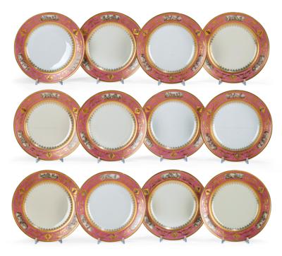Magnificent Dinner Plates in Neo-Classical Style, Imperial Manufactory Vienna 1822–1826, - Nábytek; starožitnosti; sklo a porcelán