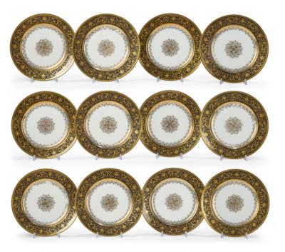 Magnificent Dinner Plates, Pirkenhammer c. 1900, Bohemia, - Furniture; works of art; glass and porcelain