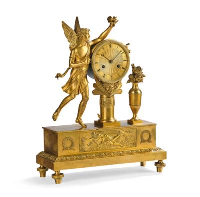 A Viennese Empire Bronze Clock “Genius of Good”, “J. G. Danninger à Vienne”, - Furniture; works of art; glass and porcelain