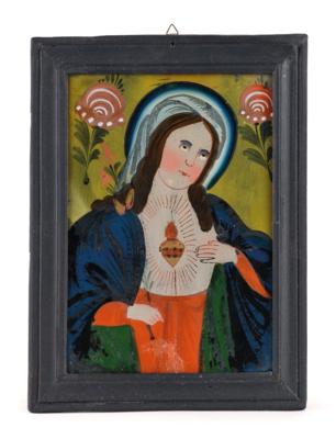 A Reverse Glass Painting, Sacred Heart of Mary, - Una Collezione dalla Stiria I