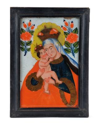 A Reverse Glass Painting, Maria Hilf Madonna, - A Styrian Collection I