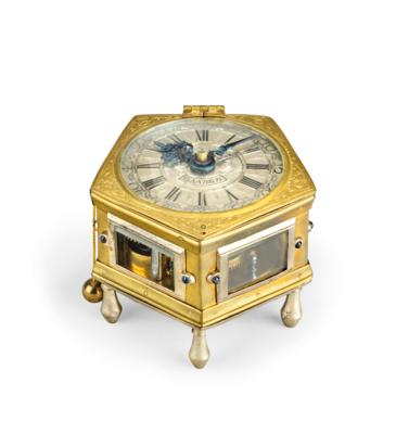 A Small Baroque Horizontal Table Clock "Geo. Lang, Baaden", - Una Collezione dalla Stiria I