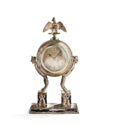 A Small Neo-Classical Silver Table Clock from Vienna, - Štýrska Sbírka I