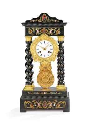 A Napoleon III Portico Clock with Glass Lintel “Roblin Paris”, - Štýrska Sbírka I