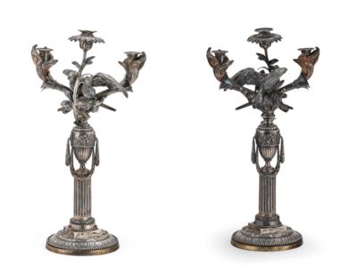 A Pair of Three-Light Neo-Classicist Candleholders from Saint Petersburg, - Una Collezione dalla Stiria I