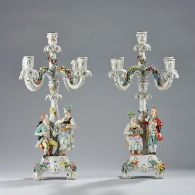 A Pair of Five-Arm Girandoles, Saxon Porcelain Manufactory, - A Styrian Collection II