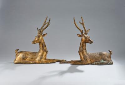 Paar liegende Hirsche, China, 20. Jh., - Eine Steirische Sammlung  II
