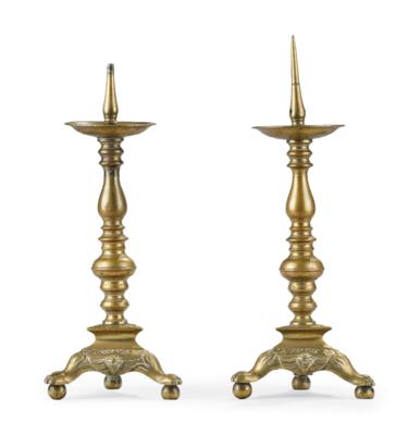 A Pair of Bronze Candlesticks, - Vídeňská Sbírka