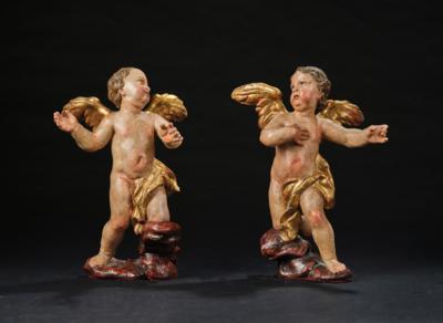 A Pair of Kneeling Putti on Clouds, - A Viennese Collection