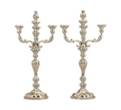 A Pair of Late Biedermeier Candleholders with Four-Light Girandole Inserts, from Vienna, - A Viennese Collection