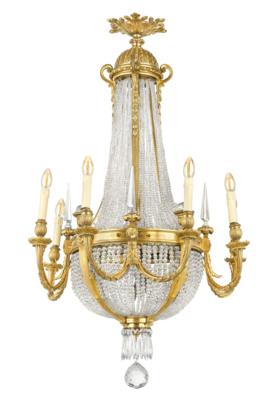 A Neo-Classical Bronze Chandelier in Basket Form, - Furniture, Works of Art, Glass & Porcelain