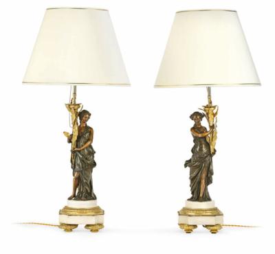 A Pair of Large Table Lamps, - Furniture, Works of Art, Glass & Porcelain