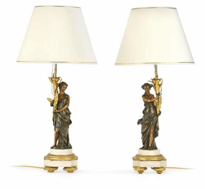 A Pair of Large Table Lamps, - Nábytek, starožitnosti, sklo a porcelán