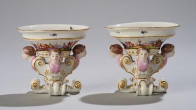 A Pair of Salt Bowls with Merchant Scenes, Meissen 18th Century, - Furniture, Works of Art, Glass & Porcelain
