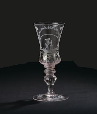 A Goblet with Erotic Depiction, Saxony c. 1750, - Nábytek, starožitnosti, sklo a porcelán