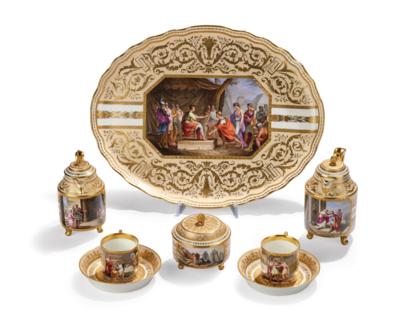 Prunkdejeuner mit antikisierenden Darstellungen aus dem Leben des Scipio, - Möbel, Antiquitäten, Glas & Porzellan