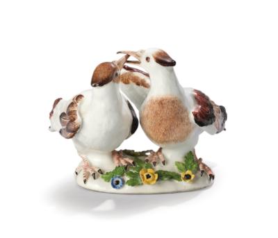 A Pair of Doves, Meissen c. 1750, - Furniture, Works of Art, Glass & Porcelain