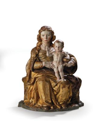 Thronende Madonna mit Kind, - Möbel, Antiquitäten, Glas & Porzellan