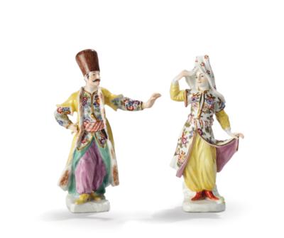 A Turkish Couple from the Ethnic Groups Series, Meissen c. 1740-1750, - Nábytek, starožitnosti, sklo a porcelán