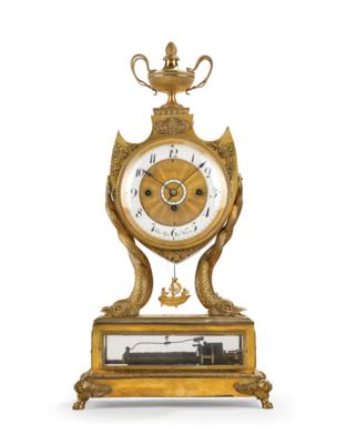 A Viennese Empire Dolphin Clock with Musical Mechanism, “Peter Rau in Wien”, - Nábytek, starožitnosti, sklo a porcelán