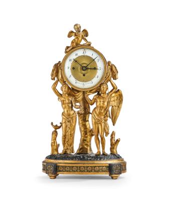 A Viennese Neoclassical Commode Clock, Cupid and Psyche, “J.(osef) Straub B in Wien”, - Nábytek, starožitnosti, sklo a porcelán