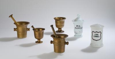 A Mixed Lot of Four Mortars and Two Pharmacy Jars, - Una Collezione Viennese II