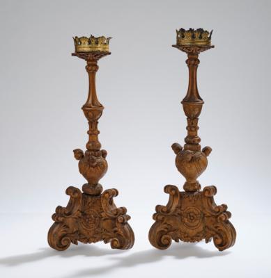 A Pair of Carved Candleholders, 18th Century and Later, - A Viennese Collection II