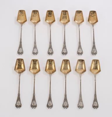12 Eiscremelöffel, - Eine Wiener Sammlung III - Vitrinenstücke, Silber, Asiatika