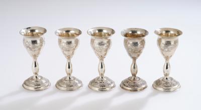 5 Lemberg Biedermeier Liqueur Beakers, - A Viennese Collection III