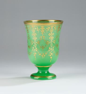 A Chrysoprase Glass Footed Beaker, Bohemia c. 1860, - Una Collezione Viennese III