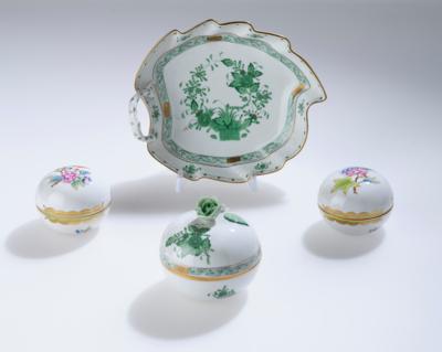 Herend - 3 Covered Boxes, 1 Leaf Shaped Tray, - A Viennese Collection III