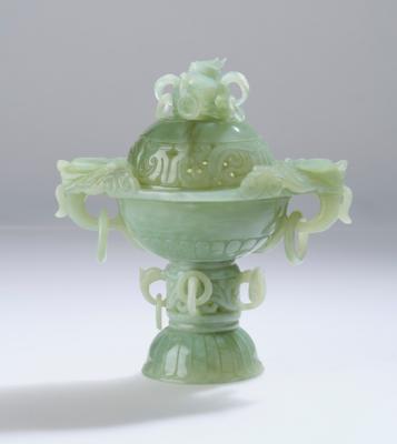 Jade-Räuchergefäß, China, 20. Jh., - Eine Wiener Sammlung III - Vitrinenstücke, Silber, Asiatika