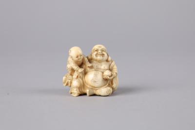 A Small Okimono of Hotei with Karako, Japan, Meiji Period (1868-1912), - A Viennese Collection III