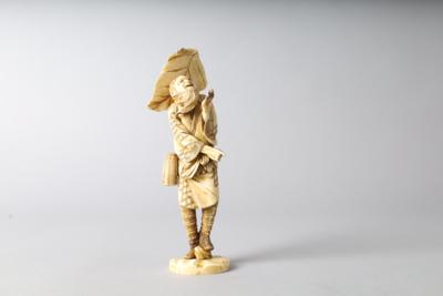 Okimono eines Sennin mit Blatt-Hut, Japan 2. Hälfte 19. Jh., signiert Gyokuzan, - Eine Wiener Sammlung III - Vitrinenstücke, Silber, Asiatika