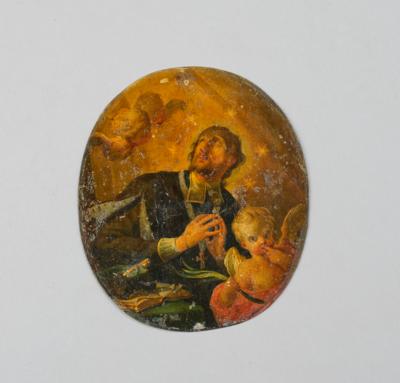 An Oval Devotional Image of Nepomuk with Angels, - A Viennese Collection III