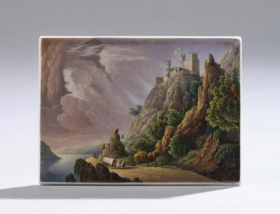 A Porcelain Picture Plate with Rheinstein Castle, Signed, Second Third of the 19th Century, - Vídeňská Sbírka III