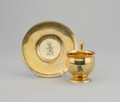 Wiener Empire Tasse mit Untertasse, - Eine Wiener Sammlung III - Vitrinenstücke, Silber, Asiatika