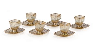 6 Cups with Saucers, J. & L. Lobmeyr, Vienna c. 1880/90 - Furniture, Works of Art, Glass & Porcelain