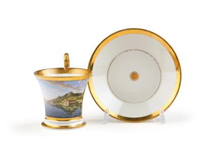 A View of Lake Tegernsee – Veduta Cup with a Saucer, Nymphenburg, First Third of the 19th Century, - Furniture, Works of Art, Glass & Porcelain
