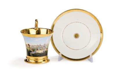 A View of Munich – Veduta Cup with a Saucer, Nymphenburg, First Third of the 19th Century, - Furniture, Works of Art, Glass & Porcelain