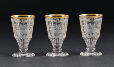 Three Armorial Glasses, Silesia c. 1750/60, - Nábytek, starožitnosti, sklo a porcelán