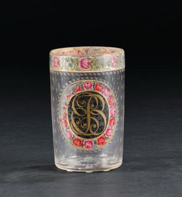 Johann Josef Mildner, Cup with Monogram EB, Gutenbrunn, Lower Austria, Dated 1803, - Mobili e antiquariato, vetri e porcellane