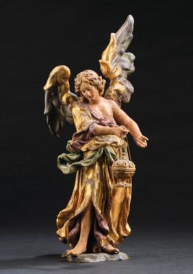 Johann Meinrad Guggenbichler (1649 – 1723 Mondsee) - stehender Engel mit Weihrauchgefäß, - Möbel, Antiquitäten, Glas & Porzellan