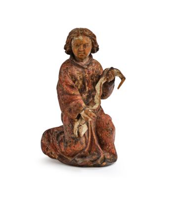 A Kneeling Late Gothic Angel, - Mobili e antiquariato, vetri e porcellane