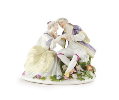 An Amorous Couple with a Tabatière, Meissen c. 1745–50, - Mobili e antiquariato, vetri e porcellane