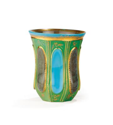 A Lithyalin Cup, Glas Harrach’sche Hütte, Neuwelt, Northern Bohemia, Finishing by Friedrich Egermann (1777–1864), Blottendorf or Haida, Northern Bohemia, c. 1830/35, - Furniture, Works of Art, Glass & Porcelain