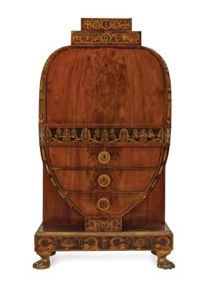 A Museum-Quality Empire Lyre Secretary Desk, Vienna c. 1810, - Furniture, Works of Art, Glass & Porcelain