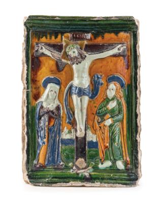 A Stove Tile with Crucifixion Group, Salzburg, Second Half of the 16th Century, - Nábytek, starožitnosti, sklo a porcelán