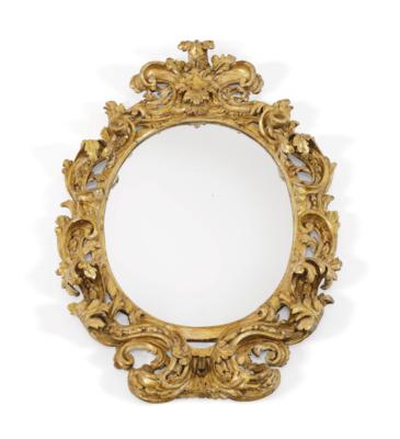 An Oval Baroque Salon Mirror, - Nábytek, starožitnosti, sklo a porcelán